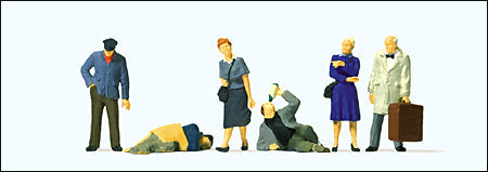 Preiser 10592 HO Scale Passengers At the Train Station pkg(6)