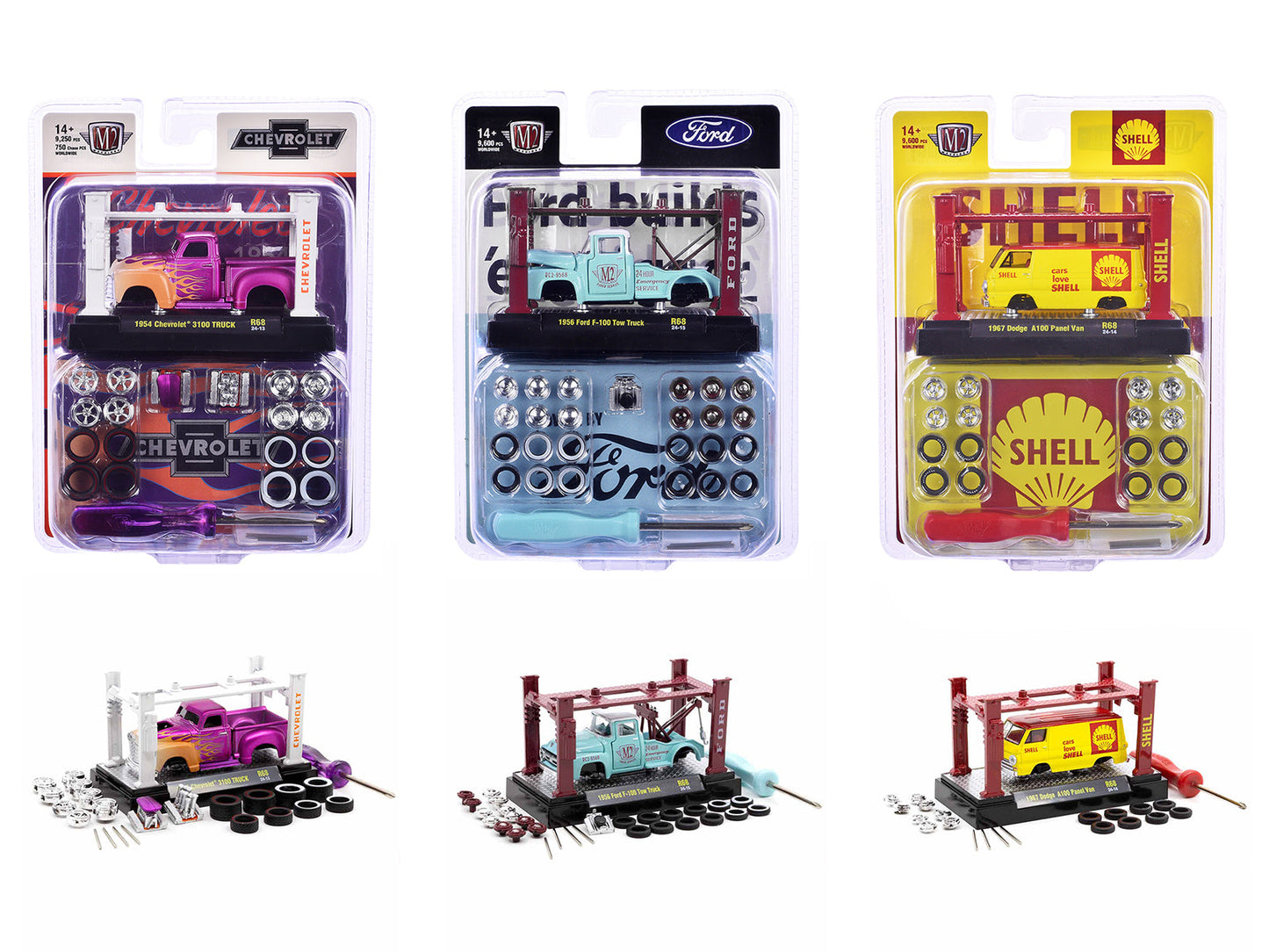 Model Kit 3 piece Car Set Release 68 Limited Edition to 9600 pieces Worldwide 1/64 Diecast Model Cars by M2 Machines  free shipping USA