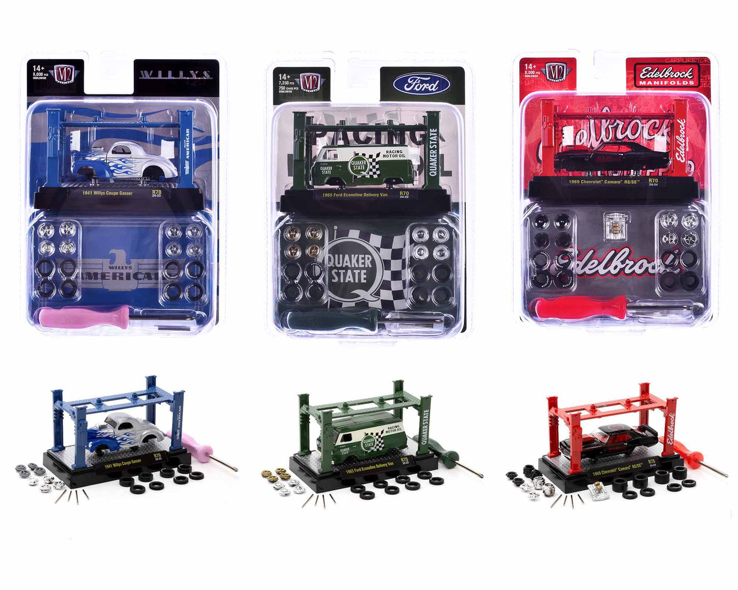 Model Kit 3 piece Car Set Release 70 Limited Edition to 8000 pieces Worldwide 1/64 Diecast Model Cars by M2 Machines  free shipping USA