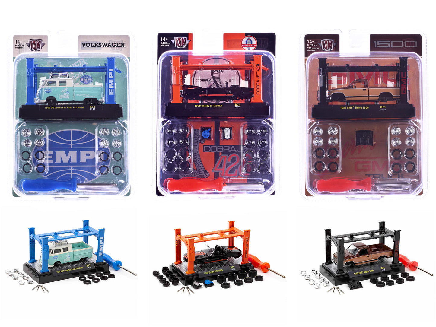 Model Kit 3 piece Car Set Release 71 Limited Edition to 9000 pieces Worldwide 1/64 Diecast Model Cars by M2 Machines  free shipping USA