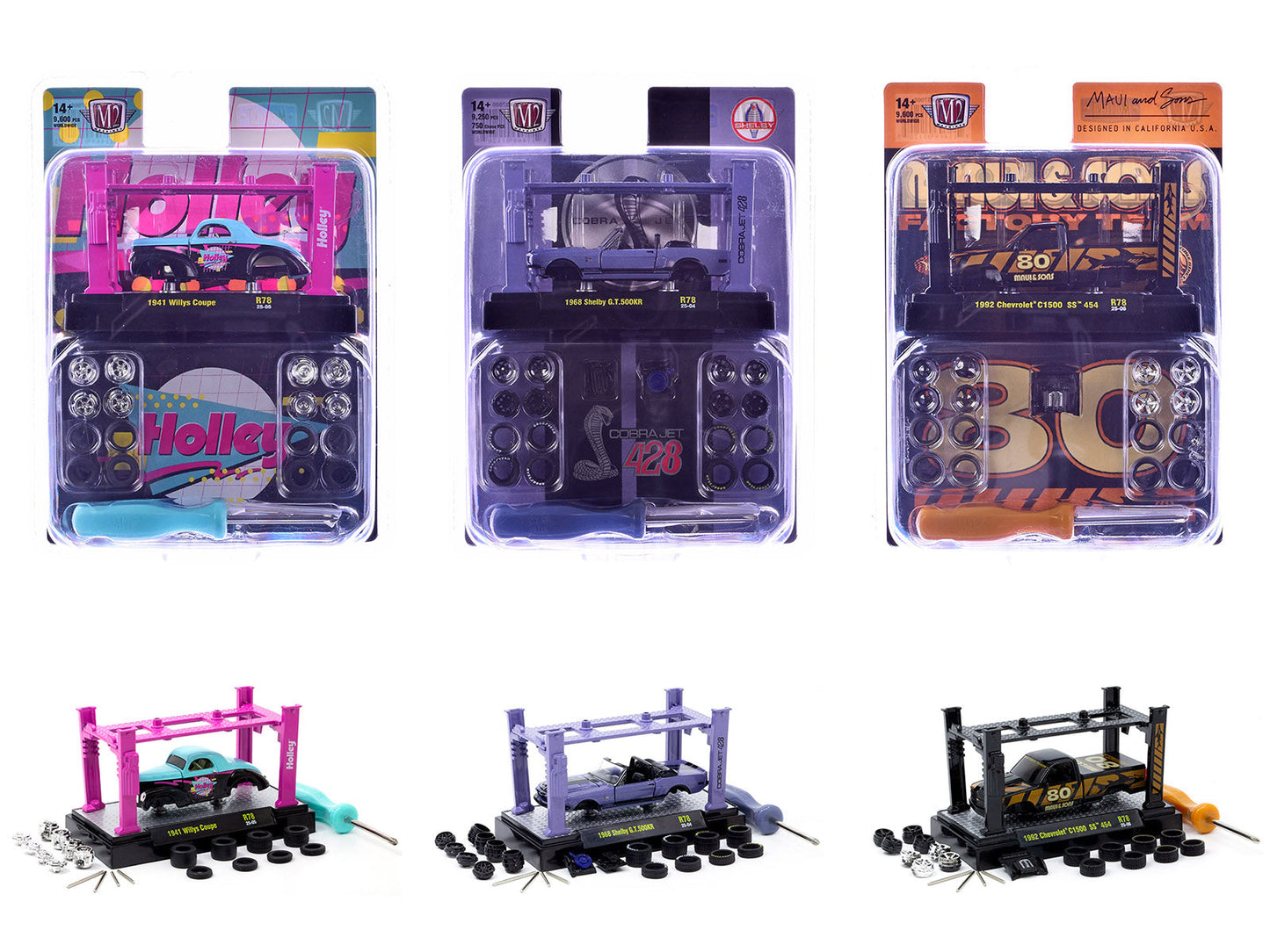 Model Kit 3 piece Car Set Release 78 Limited Edition to 9600 pieces Worldwide 1/64 Diecast Model Cars by M2 Machines  free shipping USA