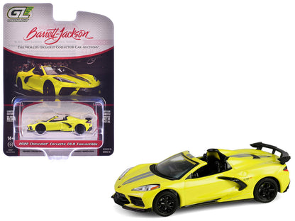 2022 Chevrolet Corvette C8.R Convertible Yellow with Silver Stripes "Barrett-Jackson" Series 15 1/64 Diecast Model Car by Greenlight  free shipping USA