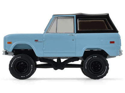 1972 Ford Bronco Custom SUV Light Blue with Black Top "Barrett-Jackson" Series 16 1/64 Diecast Model Car by Greenlight