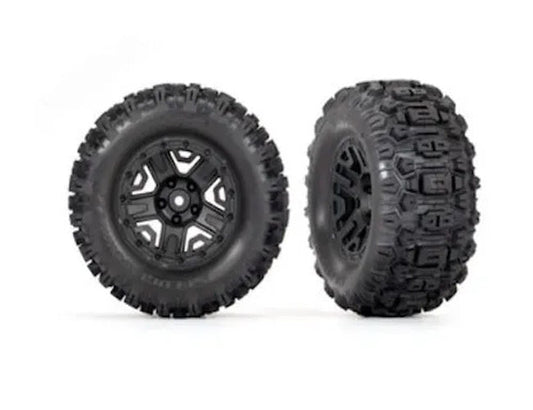 Traxxas TRA3778 Tires/Wheels, Black 2.8' Wheels, Sledgehammer Tires, Inserts (2)