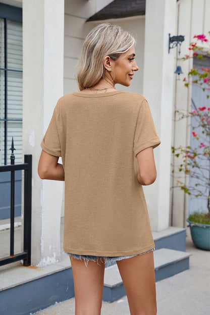 Florira Notched Short Sleeve T-Shirt