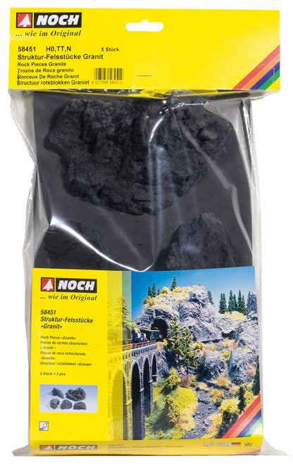 Noch 58451 HO Scale Granite Molded Foam Rock Pieces, 5-Pack