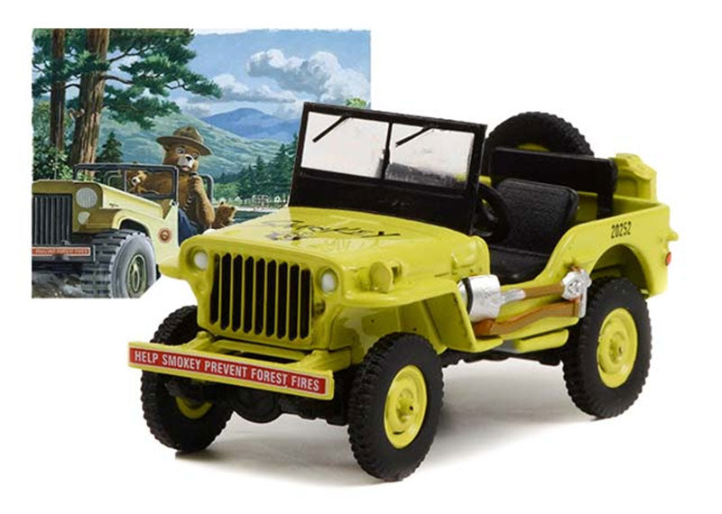 Greenlight 38020-A 1/64 Scale 1942 Willys Mb Jeep Help Smokey Prevent Forest
