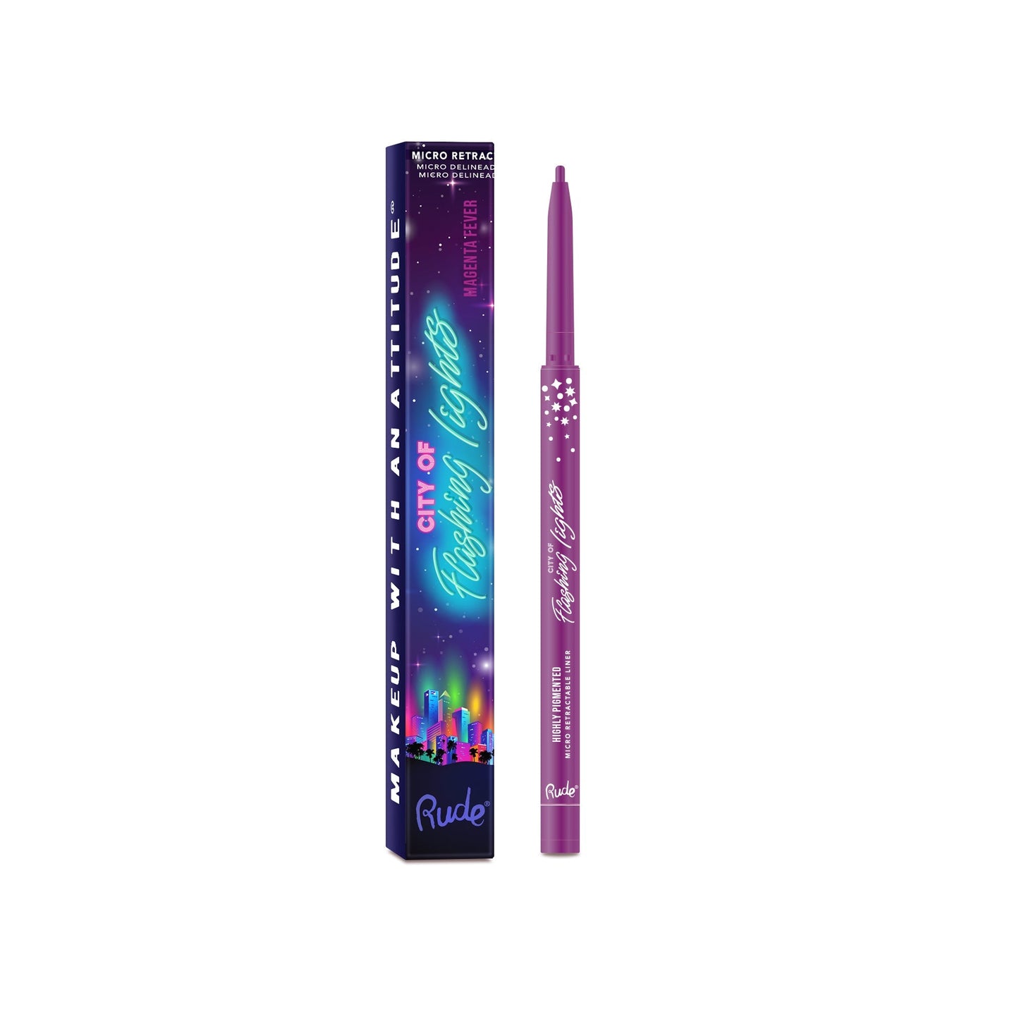 RUDE City of Flashing Lights Micro Retractable Liner - Magenta Fever