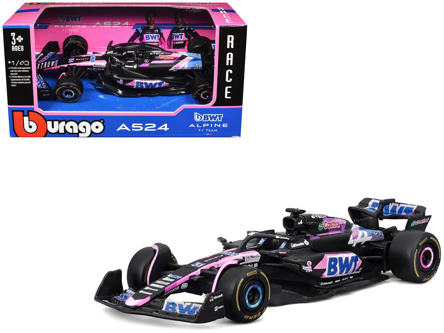 Alpine A524 #31 Esteban Ocon "BWT" "Formula One F1 World Championship" (2024) "Race" Series 1/43 Diecast Model Car by Bburago  free shipping USA