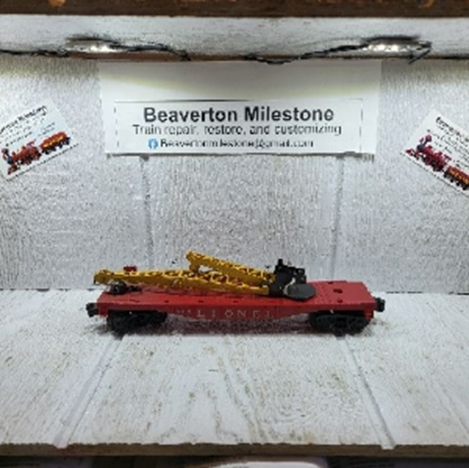 LIONEL 6670 DERRICK CAR, 59-60 VARIATION (A) " 6670" STAMPED ON LEFT