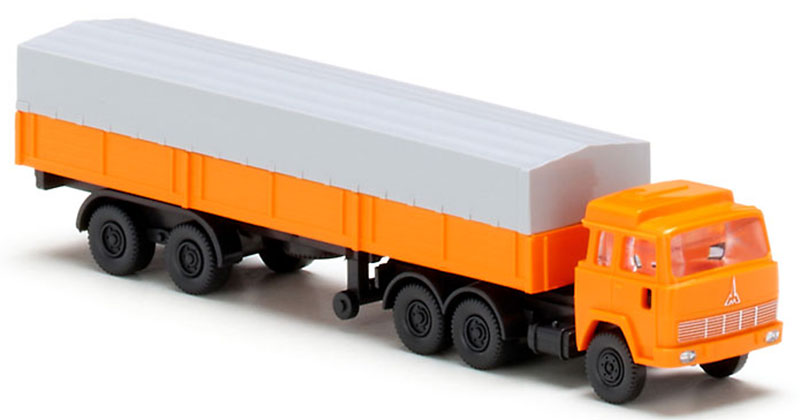 Wiking 095611 1/160 DB Magirus Flatbed Tractor Trailer, Orange
