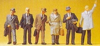 Preiser 10381 HO Scale Passengers Businessmen w/Coats pkg(6)