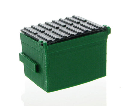 3D To Scale 50-230-GR 1/50 Trash Dumpster, Green with Black Lid