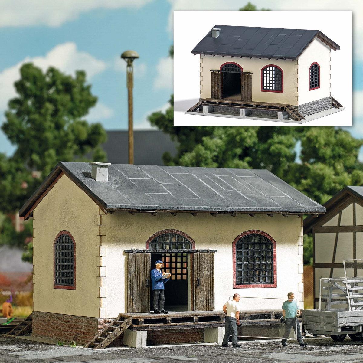 Busch 1663 HO Scale Small Freight Shed Laser-Cut Kit