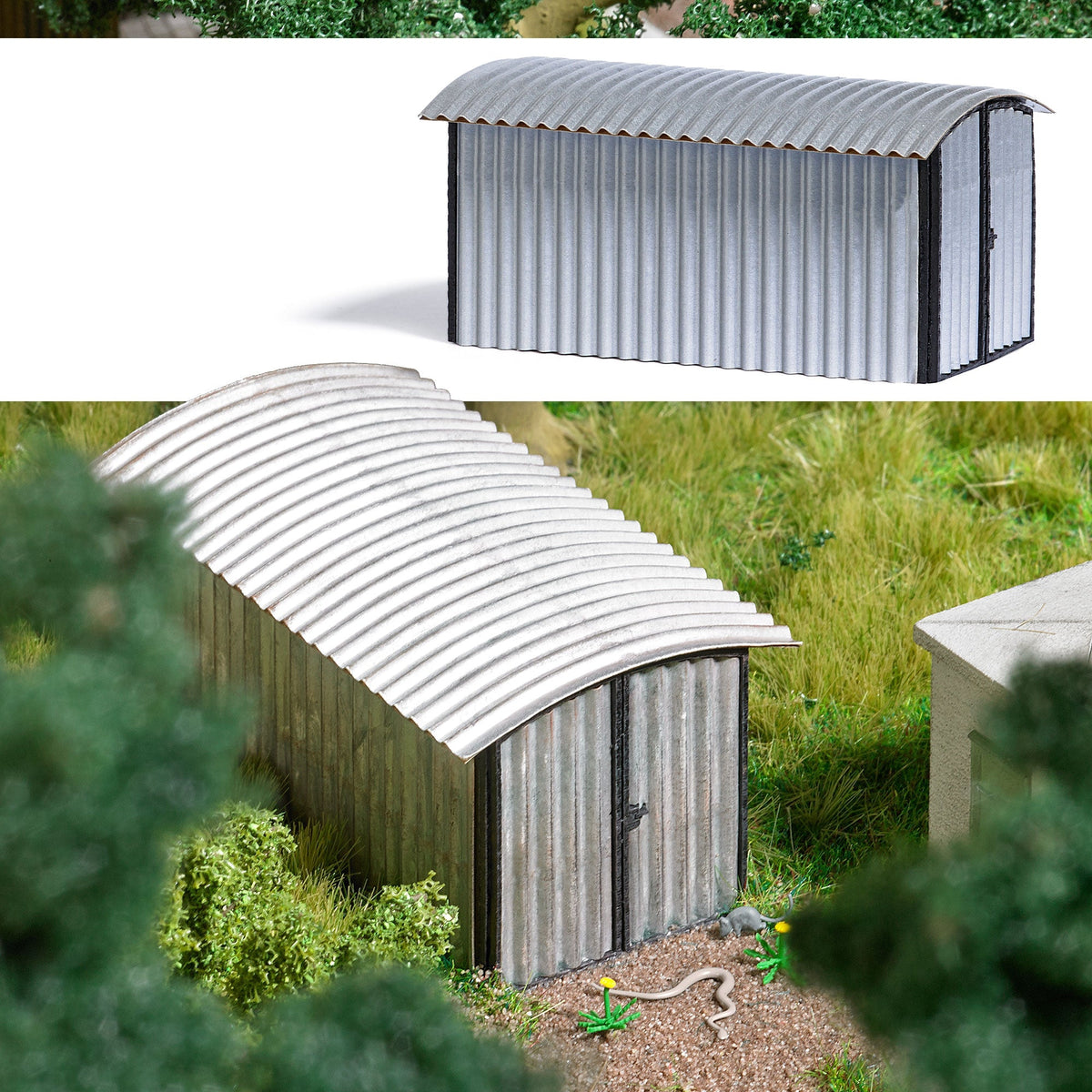 Busch 1592 HO Scale Corrugated Metal Garage Kit