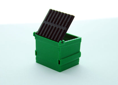 3D To Scale 64-230-GR 1/64 Trash Dumpster, Green with Black Lid