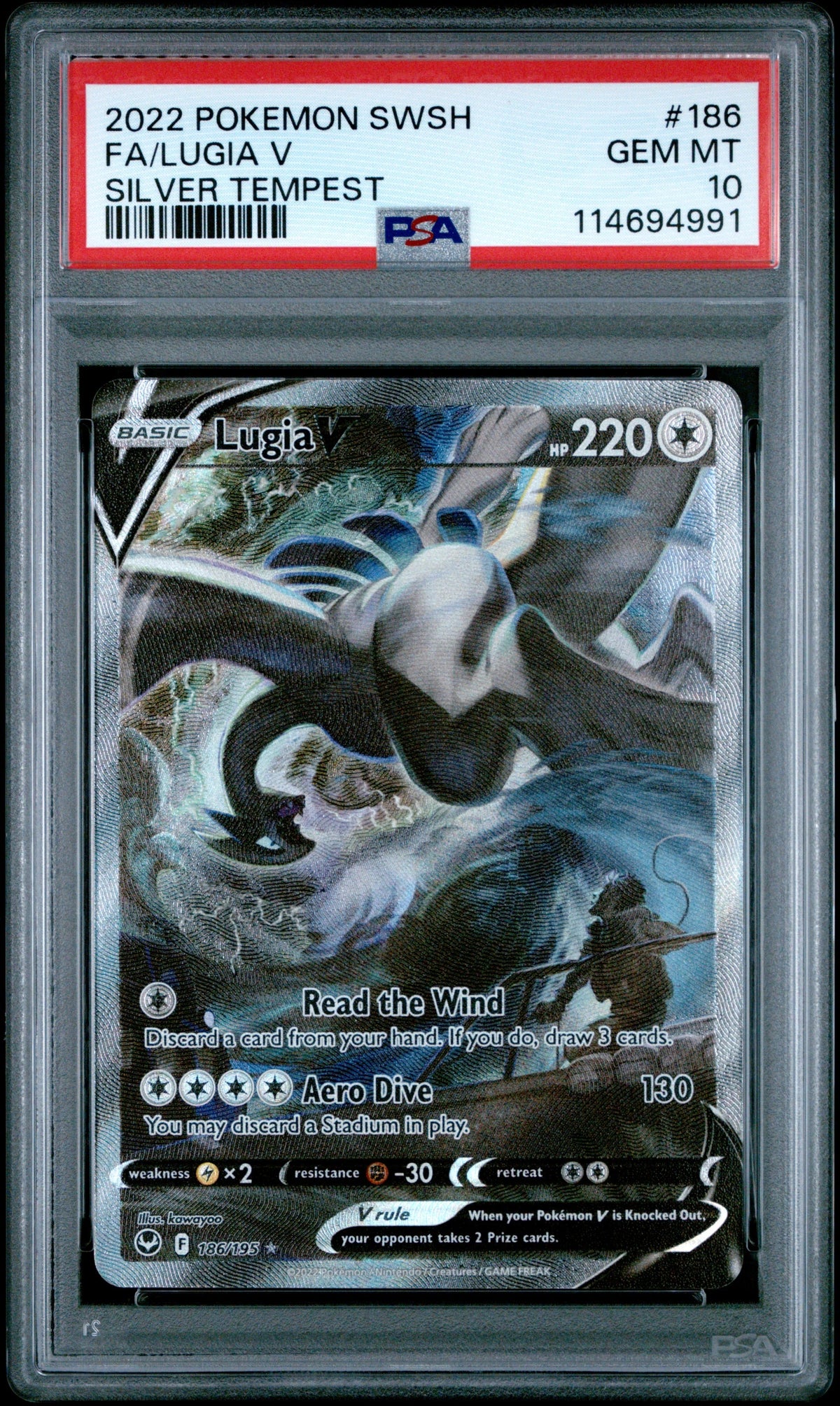 PSA 10 Full Art/lugia V #186 · Silver Tempest · 2022