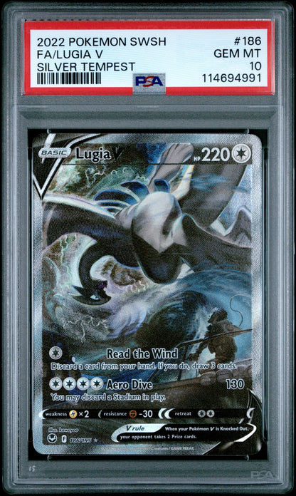 PSA 10 Full Art/lugia V #186 · Silver Tempest · 2022
