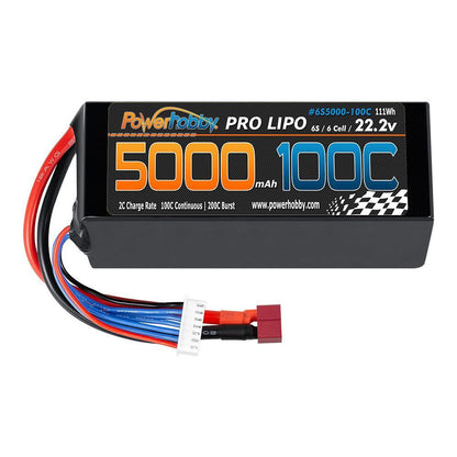 Powerhobby 6s 22.2v 5000mah 100c Lipo Battery w Deans Plug Soft Case