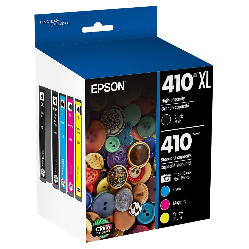 New, Pre-Owned - Epson 410XL Black and 410 Photo Black and Color Ink Cartridges