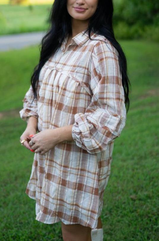 Dana Plaid Babydoll Dress by Threaded Pear