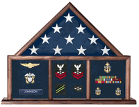 Flag and Memorabilia, Flag Shadow Box, Combination Flag Medal, Holds 3'x5' flag