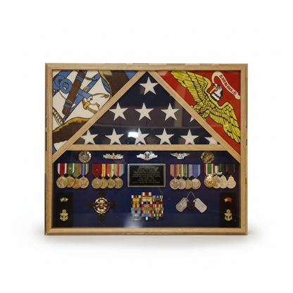Flag Shadow case, 3 Flag Military Shadow Box hold 3'x5' each flag