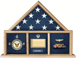 Oak 3 x 5 flag memorial case, Walnut Case