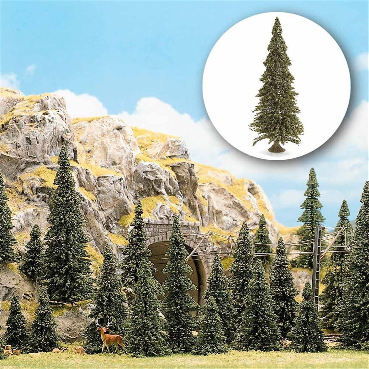 Busch 6475 HO/O Scale Fir Trees with Roots Set, 10-Pack