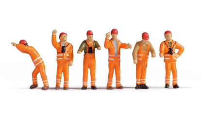 Noch 15275 HO Scale Shunters Figure Set, Orange Uniforms, 6-Pack