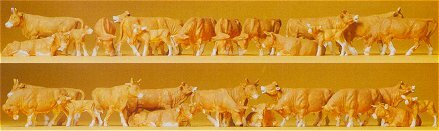 Preiser 14409 HO Scale Cows pkg(30) Brown & White