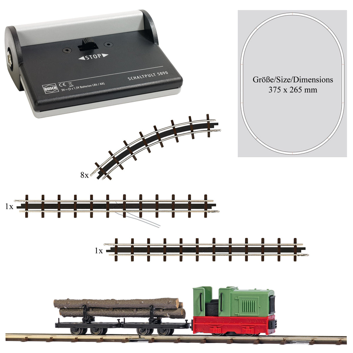Busch 12012 HO Scale Feldbahn Log Train Starter Set