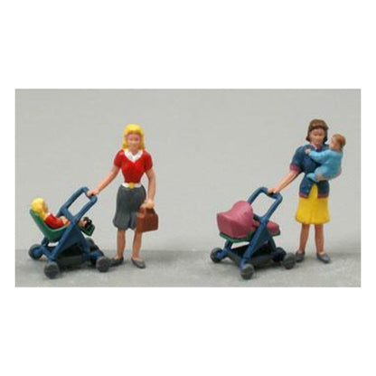 Noch 15820 HO Scale Mothers & Babies w/Strollers -- 2 Mothers, 2 Babies, 2 Strollers