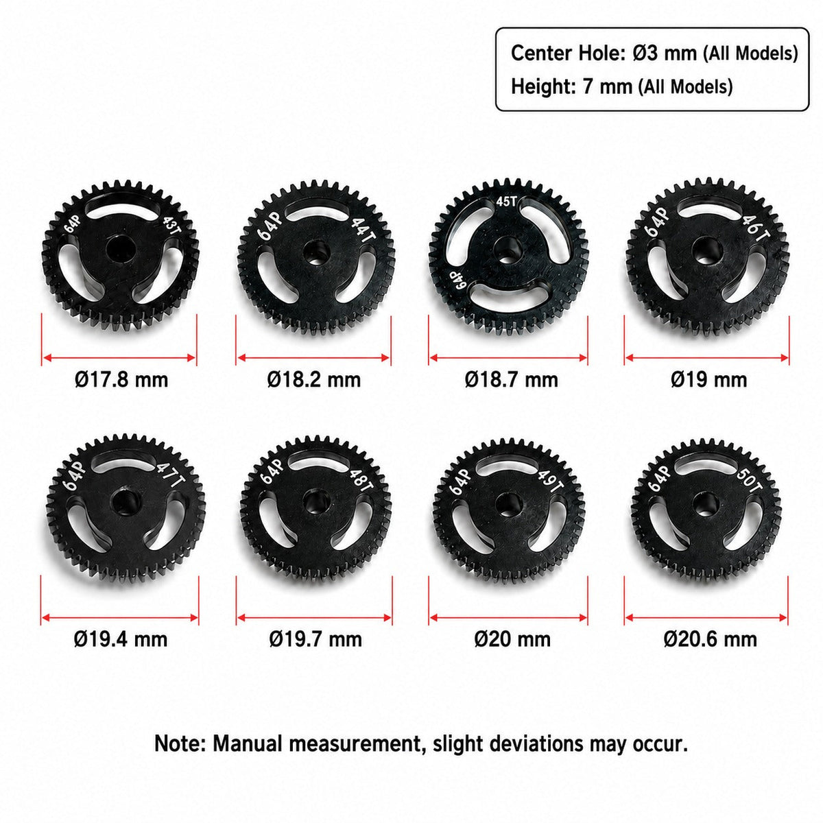 Powerhobby 64P 43T 3MM Bore Pinion Gear Hardened Steel