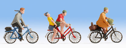 Noch 15898 HO Scale Cyclists -- 4 People & 3 Bicycles