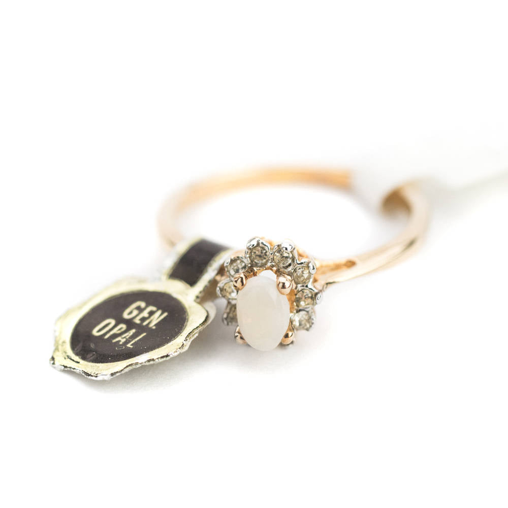 Vintage Genuine Opal or Austrian Crystal Ring 18k Yellow Gold Electroplated by PVD Vintage Jewelry