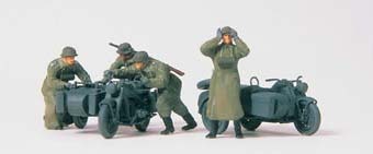 Preiser 16580 HO Scale Former German Army WWII Motorcycle Troops