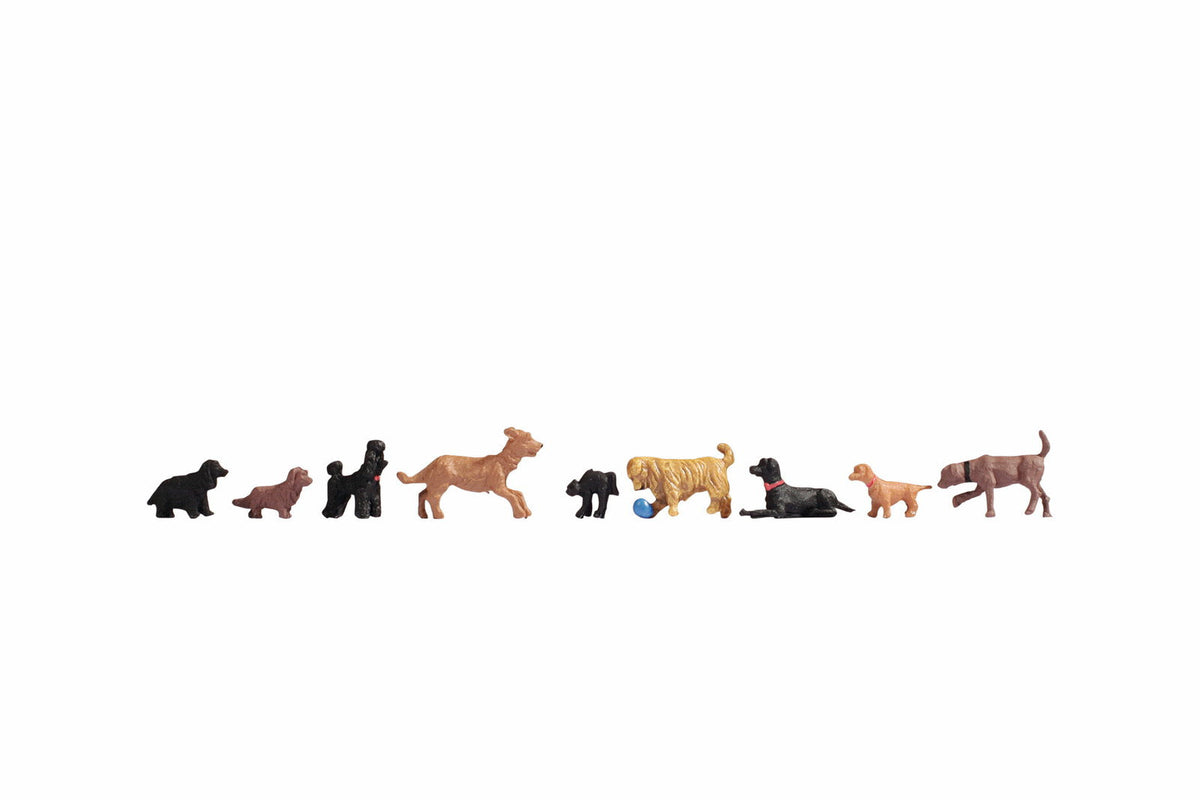 Noch 15719 HO Scale Dogs Figure Set #2, 9 Dogs