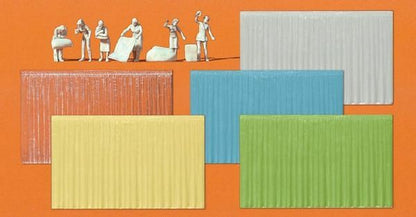 Preiser 16360 HO Scale 6 Unpainted Figures and 16 Window Curtains