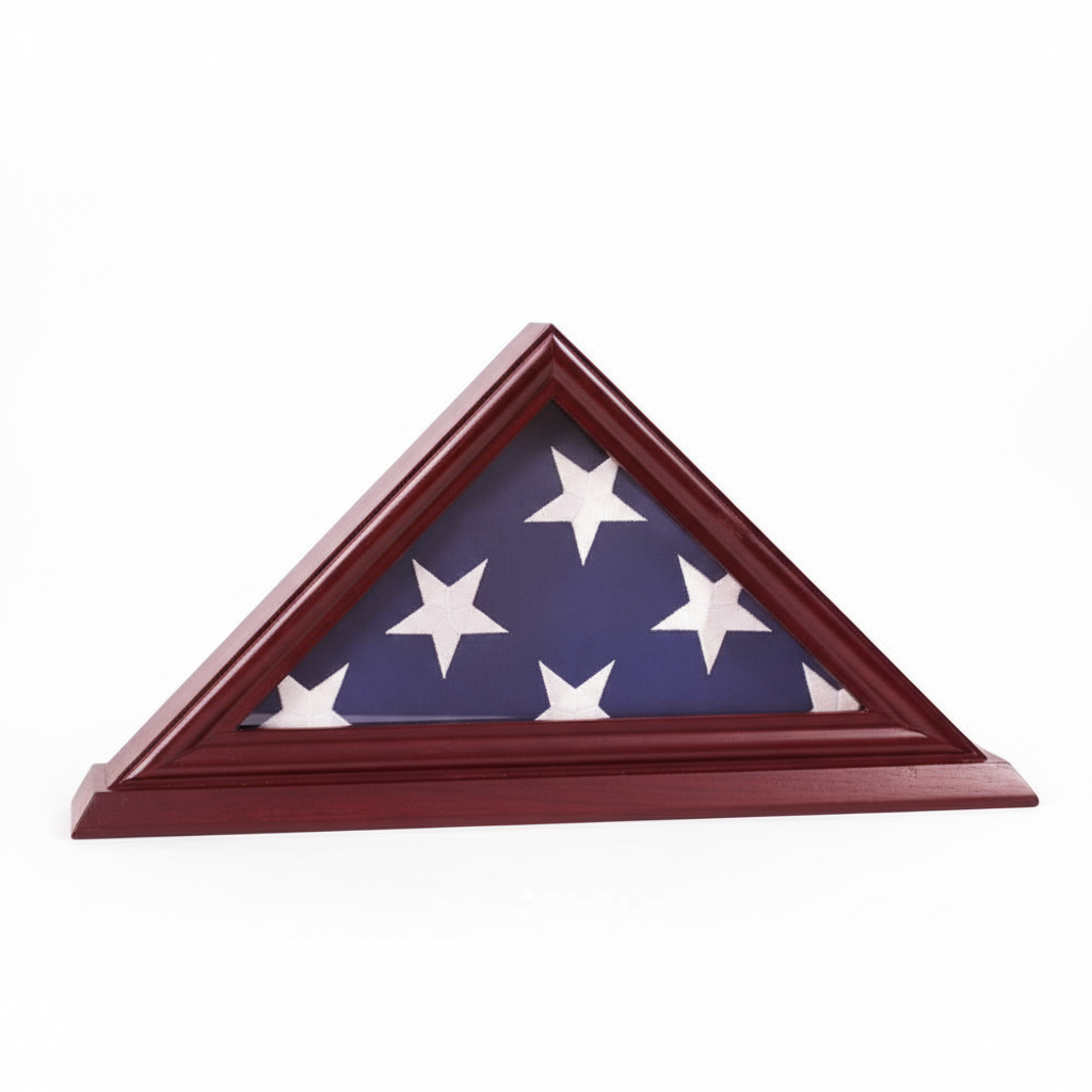 3'x5' Flag Display Case, Shadow Box (Not for Burial Funeral Flag), Solid Wood Cherry Finish