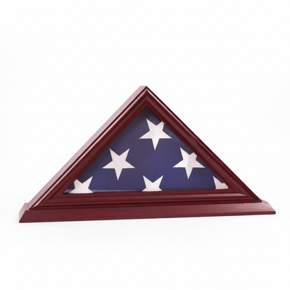 3'x5' Flag Display Case, Shadow Box (Not for Burial Funeral Flag), Solid Wood Cherry Finish