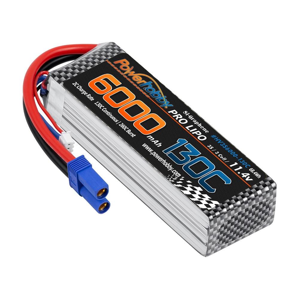 Powerhobby 3S 11.4V 6000mah 130C Graphne + HV Lipo Battery w EC5 Plug