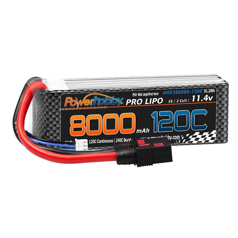 POWERHOBBY 3S 11.4V 8000MAH 120C GRAPHENE + HV LIPO BATTERY W QS8 PLUG 8AWG Wire