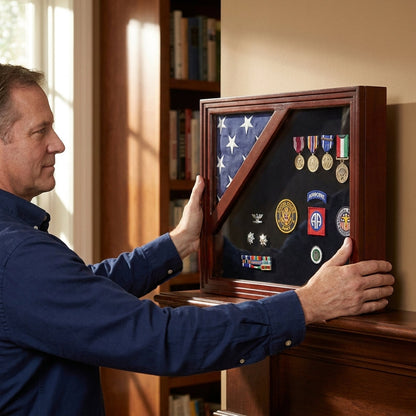 Colonial Classic Shadow Box & Flag Case - Cherry