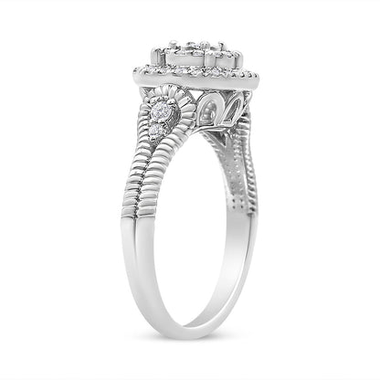 .925 Sterling Silver 1/3 Cttw Miracle Set Round-Cut Diamond Cocktail Ring (H-I Color, I1-I2 Clarity) by Infinite Jewels