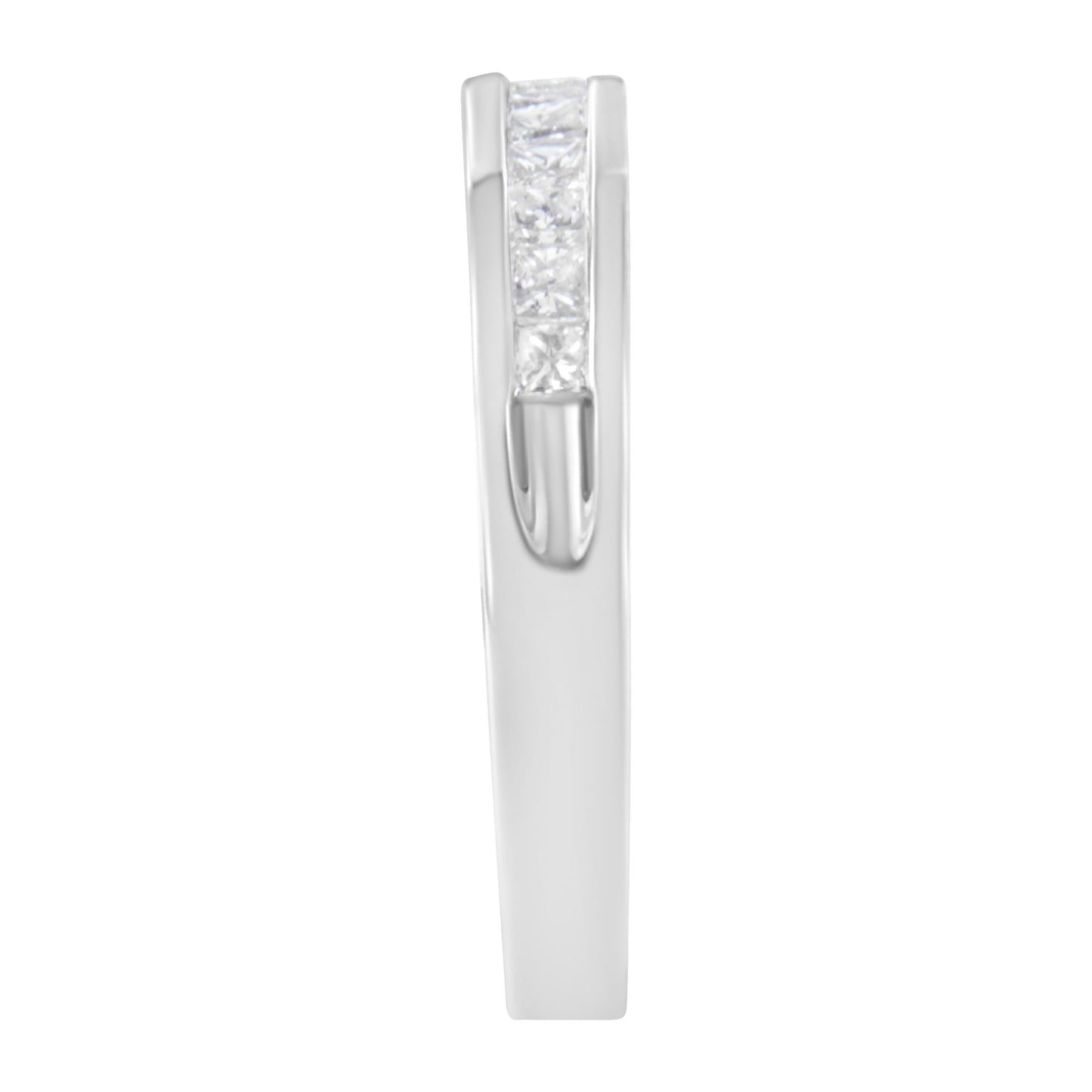 .925 Sterling Silver 1/2 Cttw Princess-Cut Diamond Channel-Set Half-Eternity Wedding or Anniversary Band Ring (H-I Color, I2 Clarity) by Infinite Jewels