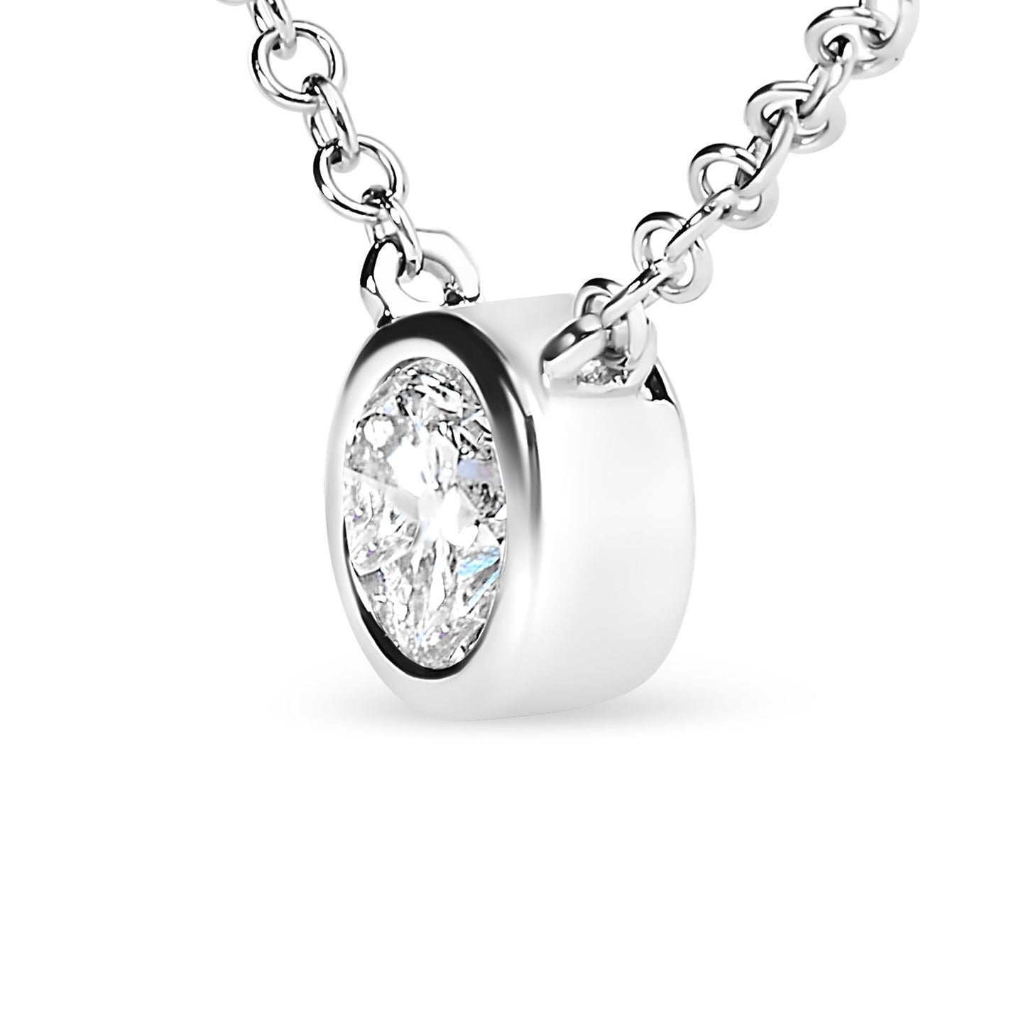 14K Gold Lab Grown Diamond Modern Bezel-Set Solitaire 16"-18" Pendant Necklace (F-G Color, VS2-SI1 Clarity) by Haus of Brilliance