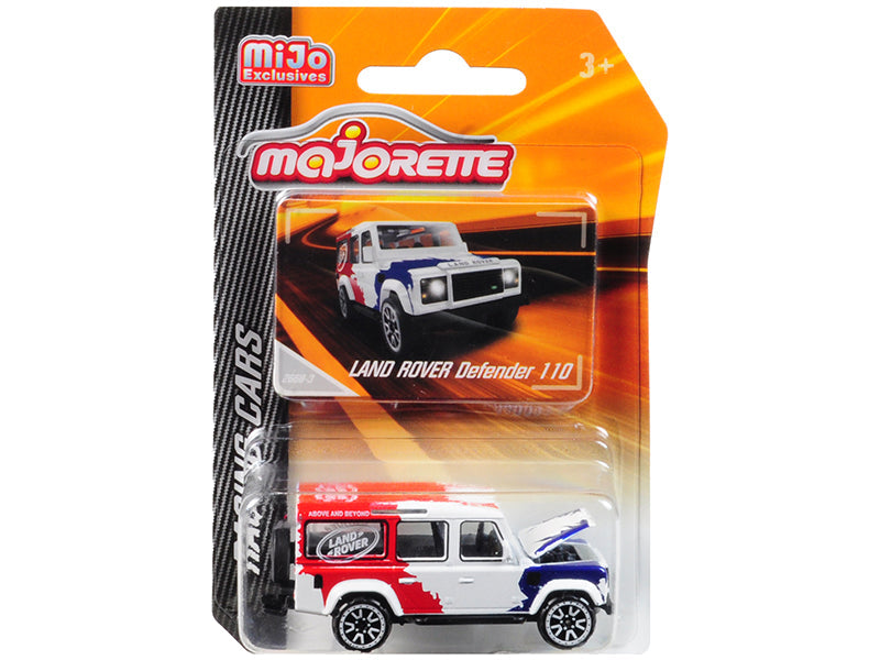 Land Rover Defender 110 White/Red/Blue "Above and Beyond" "Racing Cars" 1/60 Diecast Model Car by Majorette  free shipping USA