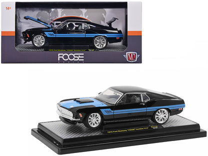 1970 Ford Mustang Gambler 514 Black with Blue Stripes "Foose" Limited Edition to 6650 pieces Worldwide 1/24 Diecast Model Car by M2 Machines  free shipping USA