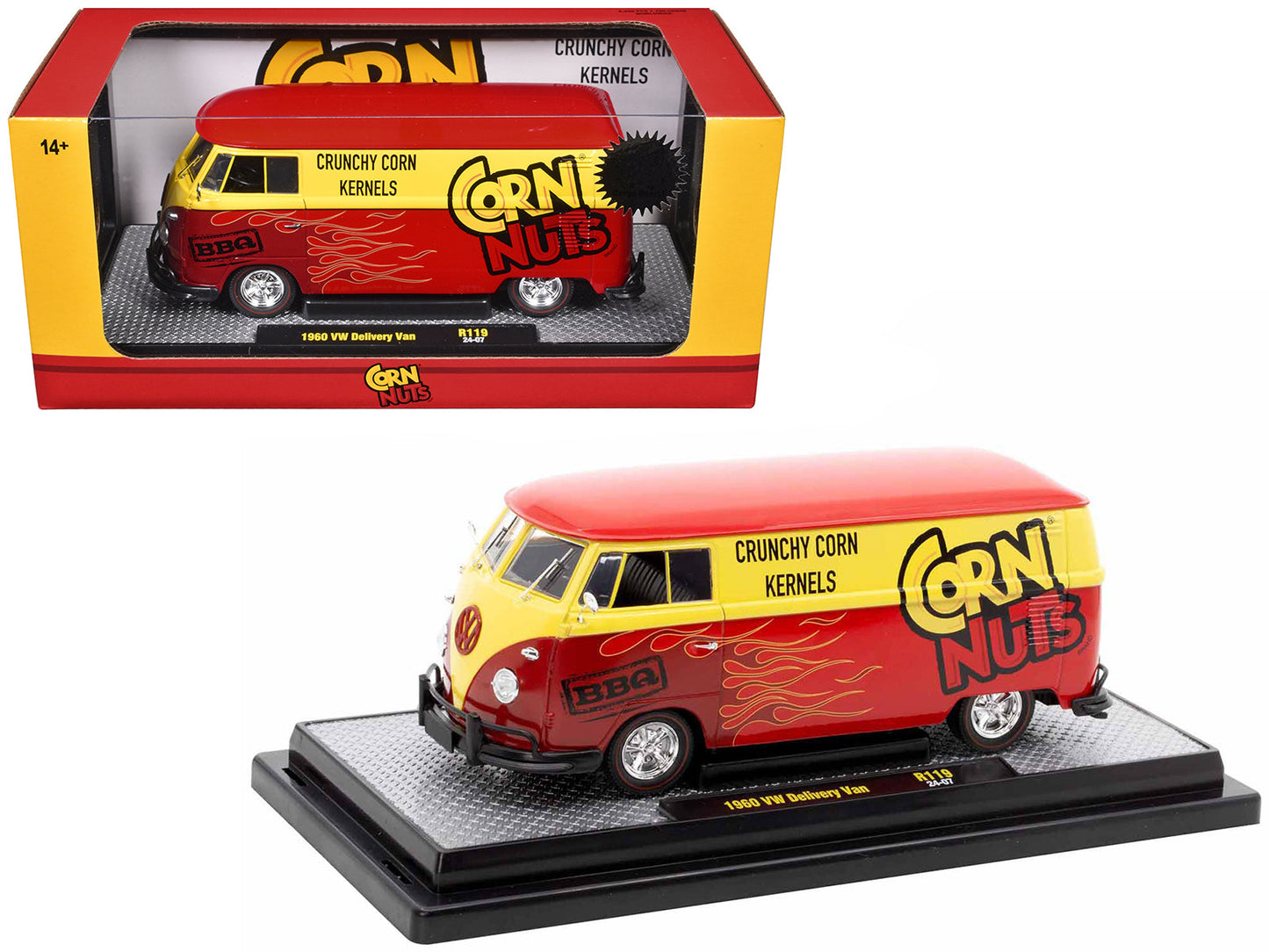 1960 Volkswagen Delivery Van Red and Yellow "Corn Nuts BBQ" Limited Edition to 6250 pieces Worldwide 1/24 Diecast Model Car by M2 Machines  free shipping USA